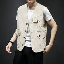 Men Summer Casual Vest Jacket Male Solid Color Sleeveless Coat Japan Style Fashion Waistcoat 2024 - buy cheap