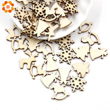 50PCS DIY Tree Snow Flakes Table Bottle Carve Natural Wooden Chip Christmas Tree Hanging Ornaments Pendant Kids Gifts Decoration 2024 - buy cheap