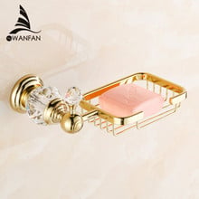 Soap Dishes Brass Gold Soap Basket Wall Mounted Crystal Soap Holder Black Bathroom Accessories Home Decoration Soap Box HK-30 2024 - buy cheap