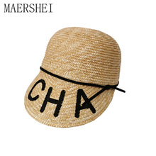 MAERSHEI-sombreros de Sol para mujer, sombrero ecuestre, sombrero de paja con lazo, visera, Derby, de verano, gorra de playa 2024 - compra barato
