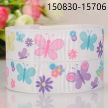 free shipping 50 yards 7/8 " 22 mm cozy butterfly pattern print grosgrain tape ribbon hair bow ribbon 2024 - buy cheap