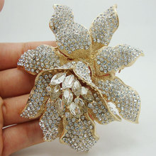 TTjewelry Bride Fashion Orchid Flower Clear Rhinestones Crystal Bride Wedding Brooch Pin 2024 - buy cheap