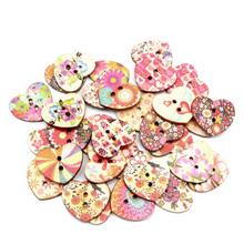 100pcs Mixed 25x21mm Heart Wooden Buttons For Clothing Needlework Scrapbooking Wood Botones Decorative Crafts Diy Accessories 2024 - buy cheap