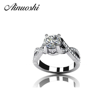 AINOUSHI Double Cross 925 Sterling Silver Rings for Women Wedding White Round Cut Sona  Promise Band Ring 2024 - buy cheap