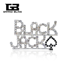 Casino Theme Brooch Pin "BLACK JACK"Rhinestone Jewelry 2024 - buy cheap