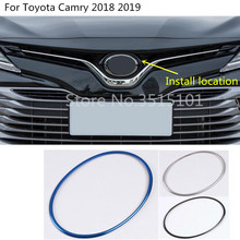 Car Stainless Steel Trim Front Sign Decorative Mark Grid Grill Grille Around 1pcs For Toyota New Camry XV70 2017 2018 2019 2020 2024 - buy cheap