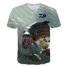 Футболка DAIWA, летняя мужская одежда с коротким рукавом для рыбалки, уличная спортивная дышащая одежда для рыбалки, Мужская Пляжная футболка с принтом, Топ 2024 - купить недорого
