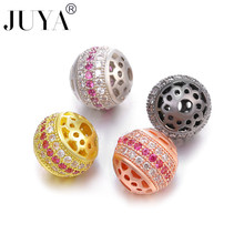 JUYA 10 mm Best Quality Brass Micro Pave Zirconia Round Spacer Beads For Jewelry Making Connectors Handmade Jewelry Findings 2024 - buy cheap