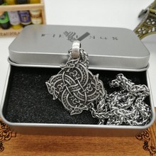 Antique Silver Irish Knot Cross Dragon Pendant Retro Viking Rune Animal Amulet Wicca Men's Necklace 2024 - buy cheap