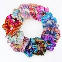 Popular Rainbow Elastic Women Hair Scrunchies Rubber Bands Accessories Girls Lady Gild Tie Hair Rope Ponytail Holder Headdress 2024 - buy cheap