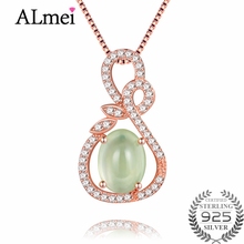 Almei 2.3ct зеленые Prehnite ожерелья и подвески из стерлингового серебра 925 пробы, винтажные турецкие ювелирные украшения для женщин с коробкой 40% FN014 2024 - купить недорого