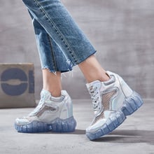 Swyevy-zapatos informales de malla para mujer, zapatillas con plataforma y cuñas transpirables, de tacón alto, sólidos, novedad de otoño, 2019 2024 - compra barato