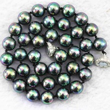 Newly  natural black rainbow color shell 8mm 10mm round beads charms for women party diy jewelry making necklace 18" B1018 2024 - buy cheap