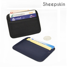 100% Sheepskin Genuine Leather Slim Soft Card Wallet Smooth credit card holders Arc Edge Men Small Case Custom Name LOGO 2024 - buy cheap