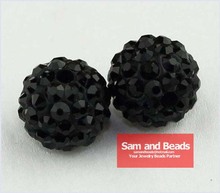 50Pcs/Lot Clay Bracelet Disco Crystal Pave Ball Beads Jet Black Wholesale 8MM High Quality SB802 2024 - buy cheap