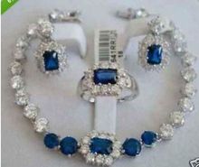 free shipping   Jewellery Women's Set Blue Stone bracelet earring ring>> plated watch wholesale Quartz stone CZ crystal 2024 - buy cheap