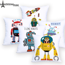 Cartoon Animal Pillowcase Decorative Living Room Custom Printed Cushions Sheet Letter Robot Cushion Cover Decorative Sofa Decor 2024 - buy cheap