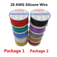 Cabo de linha rc de silicone flexível 28 awg, 250m, 5 cores com pacote de 1 ou embalagem 2 fios elétricos de cobre tingido 2024 - compre barato