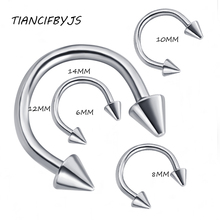 TIANCIFBYJS 100 шт./лот, Микс 6-14 мм 16 г, конус из нержавеющей стали, подковка, кольцо для пирсинга носа, носа, лоб, лабета, украшения для тела 2024 - купить недорого