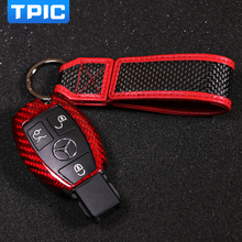 TPIC Carbon Fiber Key Fob Cover Case For Mercedes-Benz W204 W212 W205 GLA GLK C S E-Class Keys With Key Chain Accessories 2024 - buy cheap