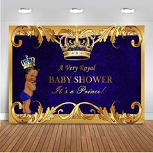 Mehofoto-Fondo de fiesta de Baby Shower, Fondo de fotografía de corona de oro, príncipe real, azul, negro 2024 - compra barato