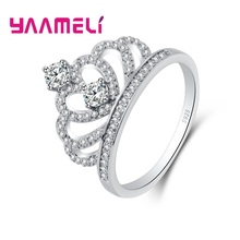 Sumptuous 925 Sterling Silver Extravagant Crown Design For Women Princess Finger Rings Clear Cubic Zirconia Crystal Gift 2024 - buy cheap