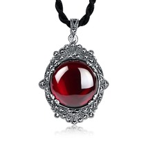 JIASHUNTAI 925 Sterling Silver Gemstone Garnet Pendant Necklaces Vintage Thai Silver Jewelry For Women Gift 2024 - buy cheap