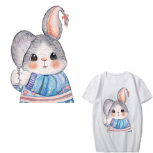 Cartoon Rabbit Patch Heat Transfer Vinyl Stickers for Kids Clothing DIY T-shirt Applique Iron-on Transfers Badges Heat Press 2024 - buy cheap