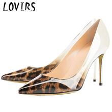 LOVIRS Women Classic Concise Gradient Leopard Closed Pointed Toe Shallow Pumps High Heel Stiletto Slip On Shoes for Dress Party 2024 - buy cheap