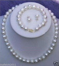 Sell now Details about  9-10mm Real White Cultured Pearl Necklace Bracelet Earring Set 2024 - buy cheap