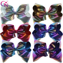 6 Pieces/lot 7" Rainbow Leather Hair Bows With Clips For Kids Girls Handmade Large Colourful Bows Hairgrips Hair Accessories 2024 - buy cheap