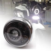 Универсальная мотоциклетная круглая светодиодная фара 7 дюймов, налобный фонарь для триумфа Нортона, кафе, Racer, Harley, чоппера, поплавок 2024 - купить недорого