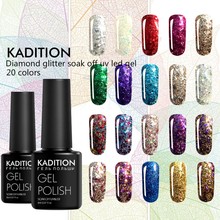 KADITION Shine Glitter Diamond Nails Gel 8ml Nail Varnish Glitter UV Gel Polish Soak Off Sequins Shining Gel Lacquer Nail Art 2024 - buy cheap