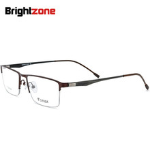 Brightzone-media montura de gafas cuadradas para hombre y mujer, lentes ópticas de aleación de titanio, con prescripción de llantas 2024 - compra barato