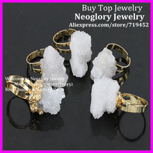 5PCS Natural White Crystal Druzy Stone Rings Drusy Rings,Coral Shape Druzy Glass Ring, Druzy Women Ring 2024 - buy cheap