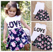 NEW Arrivals Toddler Kids Baby Girls T-shirts Tops+Floral Skirt Clothes Outfits Summer 2Pcs Set HOT 2024 - buy cheap