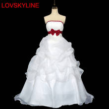 free shipping Custom Wedding Dress 2018 Cheap Celebrity Strapless Vintage Tulle Bridal Organza Lace bridal dress with petticoat 2024 - buy cheap
