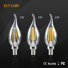 C35 2W 4W 6W E17 LED Filament Lamp 110V 120V Retro Edison Candle COB Bulb Lamp White Warm Crystal Chandelier Decor Lighting 2024 - buy cheap