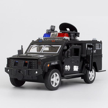 Carro de brinquedo de liga metálica, 1:32, carro de brinquedo com som e luz, puxar para trás, modelo de veículo de polícia, presente para meninos 2024 - compre barato