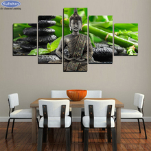 5pcs 3D DIY Diamond Embroidery 5 Panel Bamboo Buddha Full 5D Diamond Painting Rhinestone Cross Stitch Diamond Mosaic home Decor 2024 - buy cheap