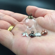 Mini bolas redondas de cristal con tapa de metal, colgante para collar, botella de deseos, frasco de perfume, regalos, 18mm, 20 Uds. 2024 - compra barato