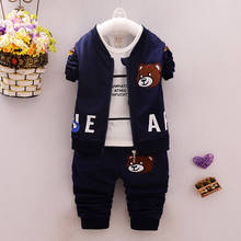 BibiCola Children Kids Boys Clothing Set Baby Boys Spring Autumn 3PCS Sets Cartoon Bear Coat+Pants Sport Suits Baby Boys Clothes 2024 - buy cheap