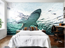 Custom 3D large  murals,Marine aquarium shark, living room sofa TV wall bedroom background wall paper 2024 - buy cheap