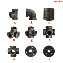 Antique Style Black self colour malleable iron pipe fittings connectors Black cast Iron threaded pipe 1/2 inch 3/4 inch 1 inch 2024 - buy cheap