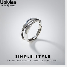 Uglyless 100% Real Solid 925 Sterling Silver Asymmetric Design Twist Finger Rings for Women Hollow Open Ring Fine Jewelry Bijoux 2024 - buy cheap