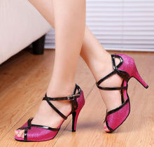 Ladies  Pink Glitter  Ballroom Dance Shoes Latin Samba Salsa Tango Dance Shoes High Heels Salsa Latin Dancing DANCE Shoes 2024 - купить недорого