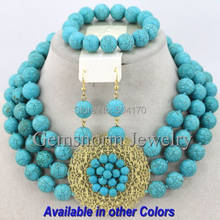 Charms 3 Rolls Stone Beads Jewelry Set African Style Chunky Beaded Necklace Set Handmade Free Shipping TN015 2024 - buy cheap