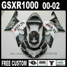 ABS body Motorcycle fairings set for SUZUKI GSX-R1000 2000 2001 2002 black white West fairing kit  00 01 02 K2 GSXR 1000 YH65 2024 - buy cheap