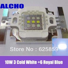 Frete 5 peças de lâmpada de led de alta potência, quadrado actinic híbrido 10w 3 branco frio + 6 branco azul royal 2024 - compre barato
