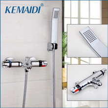 KEMAIDI Good Quality Brass Chrome Thermostatic Bathroom Shower Faucet Bathtub Faucet Wall Mounted Bathroom Thermostatic Faucet 2024 - buy cheap